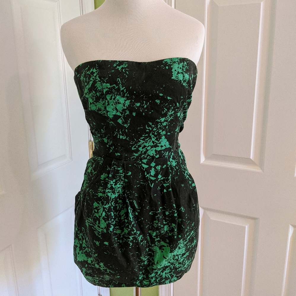 Strapless Black & Green Nordstrom Dress Size 0